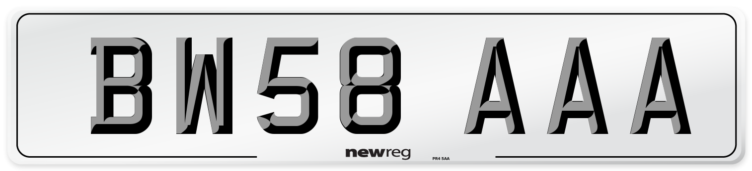 BW58 AAA Number Plate from New Reg